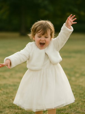Girls Ivory Anne Dress with Fur Bolero