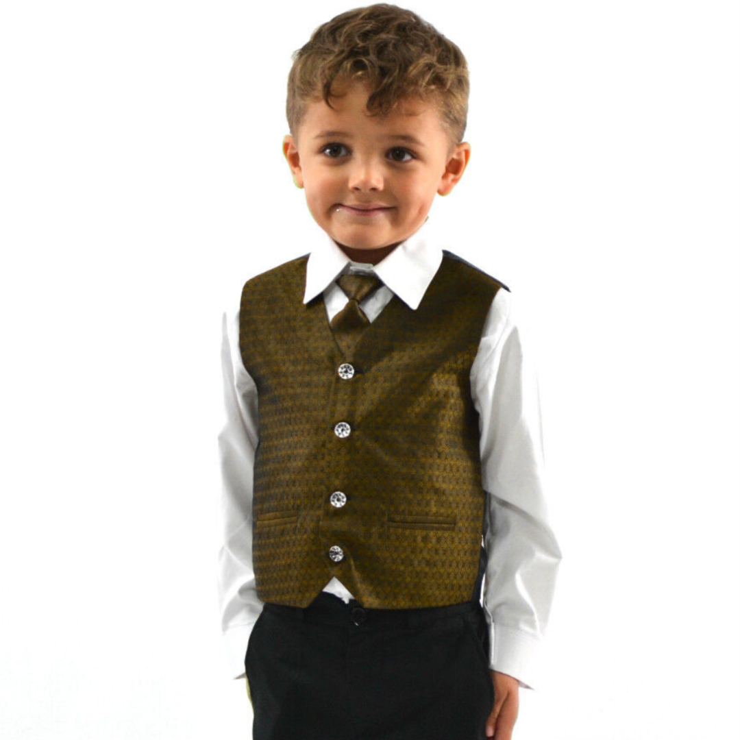 Boys 4 Piece Gold Honeycomb Suit – Occasionwear for Kids