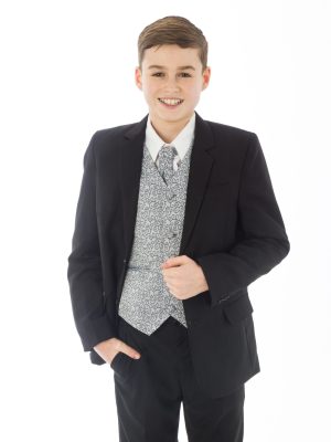Boys 5 Piece Suits Boys 5 Piece Black suit with Champagne waistcoat Henry
