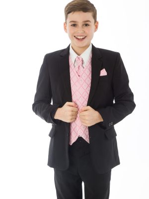 Boys 5 Piece Suits 5 Piece Black with Wine Alfred