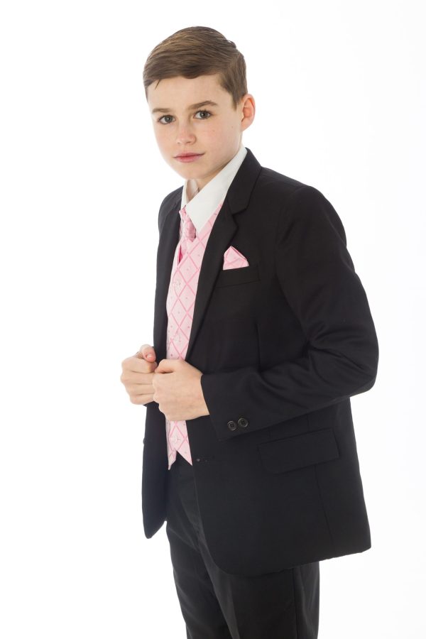 Boys 5 Piece Suits 5 Piece Black with Pink Alfred