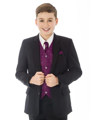 Boys 5 Piece Suits 5 Piece Black with Pink Alfred