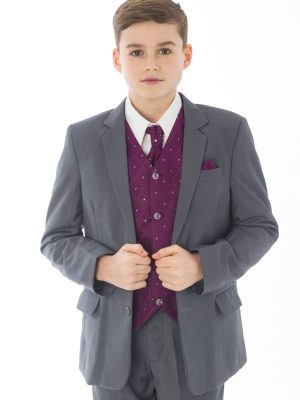 Boys 5 Piece Suits 5 Piece Grey with Pink Alfred