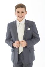 Boys 5 Piece Suits 5 Piece Grey with Cream Alfred
