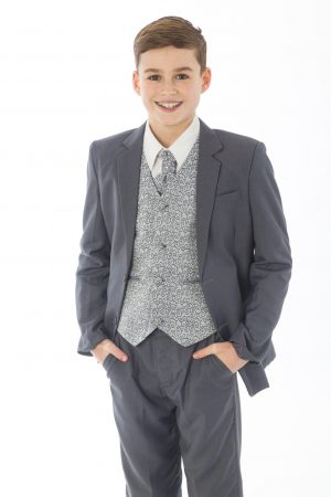 Boys 5 Piece Grey suit with Grey waistcoat Henry