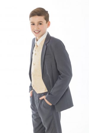 Boys 5 Piece Grey suit with Champagne waistcoat Henry