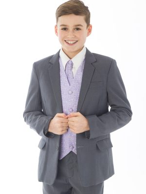 Boys 5 Piece Suits Boys 5 Piece Grey suit with Champagne waistcoat Henry
