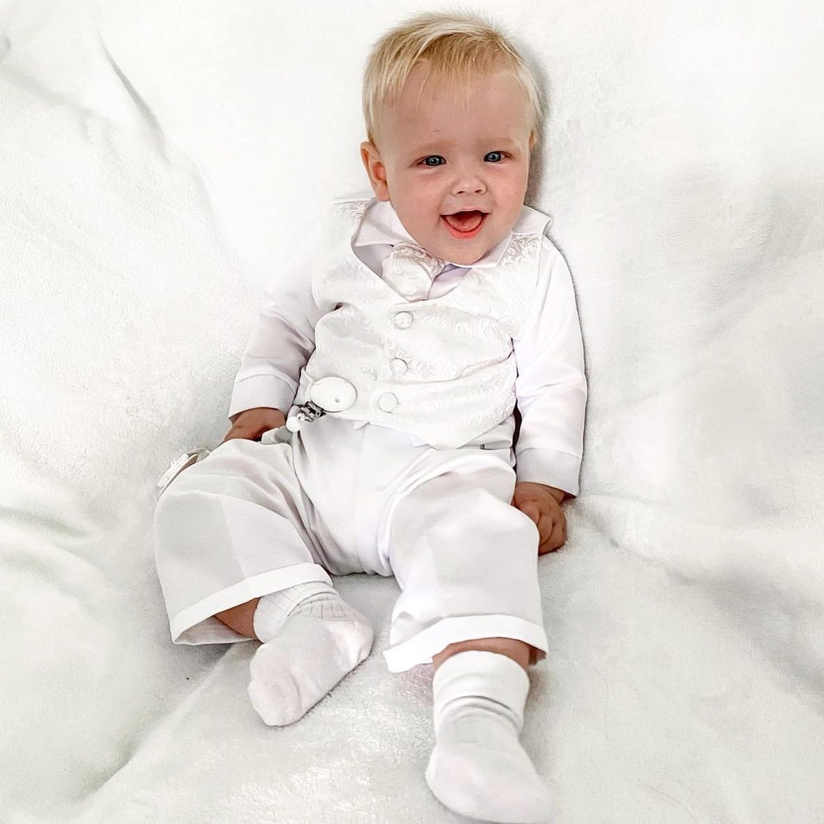 4 Piece White Romeo Christening Suit – Occasionwear for Kids