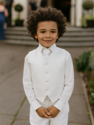 Boys 4 Piece All White Suit Philip