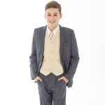 Boys 5 Piece Suits Boys 5 Piece Grey suit with Champagne waistcoat Henry
