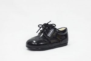 Early Steps Black Patent Brogue