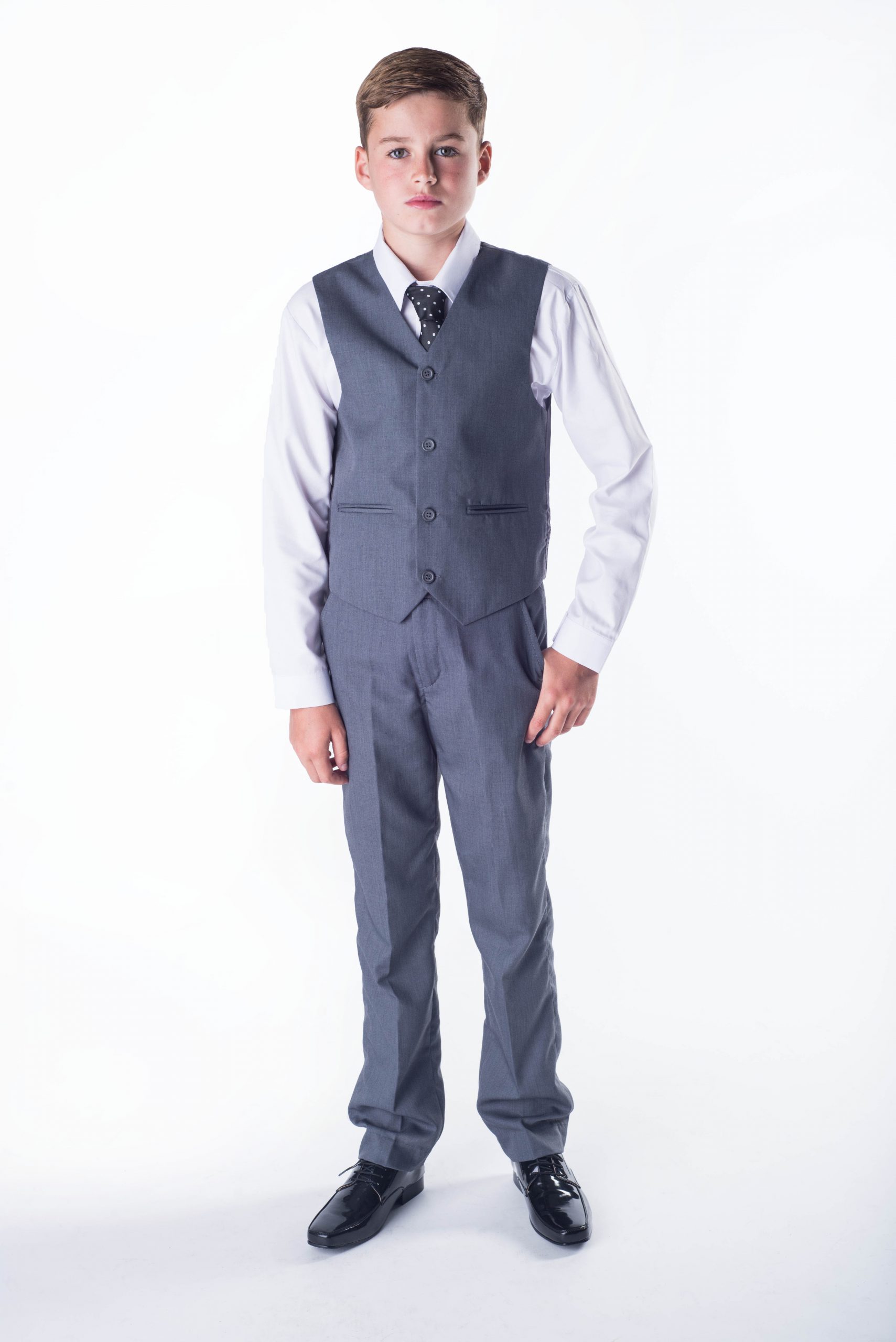 Romario Boys Grey 4 Piece Waistcoat Suit 