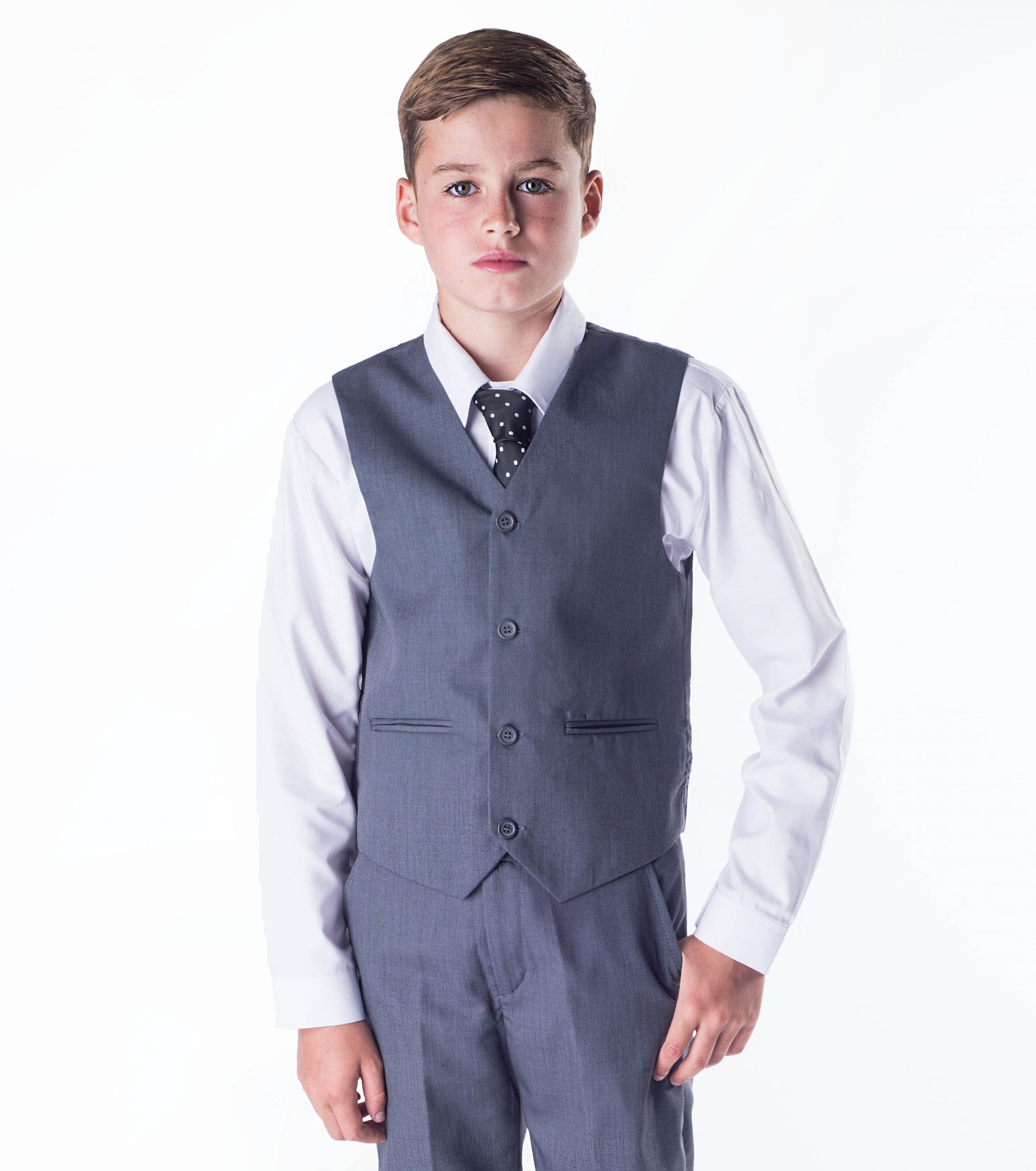 Boys 4 piece Suit Grey Romario – Occasionwear for Kids
