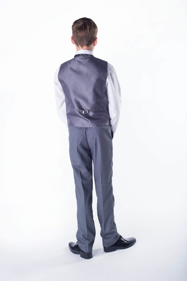 Boys 4 Piece Waistcoat Suits Boys 4 piece Suit Grey Romario