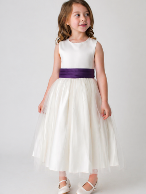 Girls Ivory Purple Dress Kate