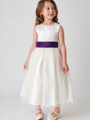 Girls Ivory Purple Dress Kate