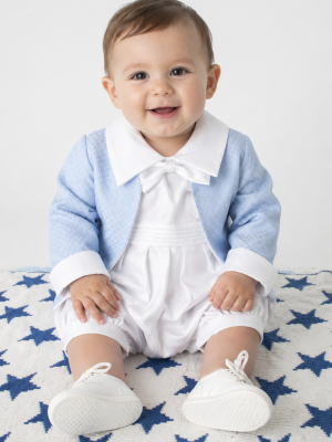 Oliver Christening Romper in Blue