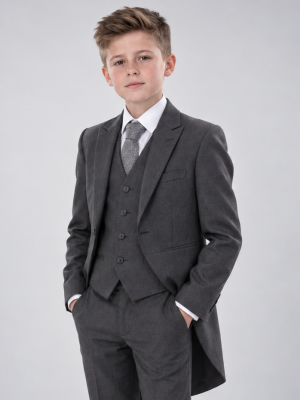 Boys 5 Piece Suit Grey Tailcoat
