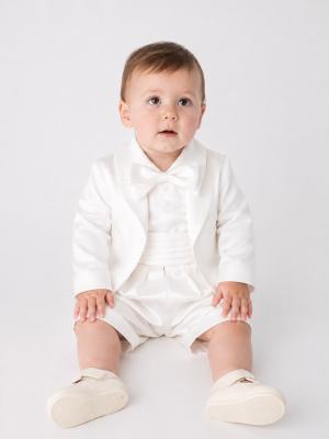Christopher Christening Romper in Ivory