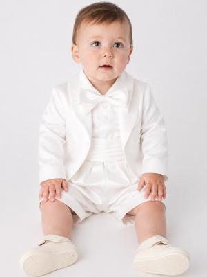 Christopher Christening Romper in Ivory