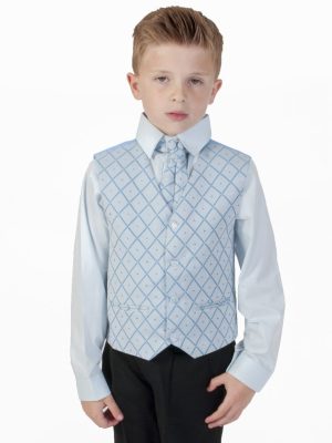 Boys suits Boys 4 piece Suit Black With Blue Waistcoat Alfred