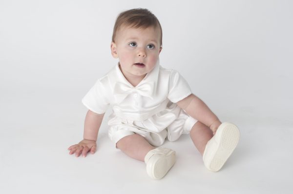 Baby Boys Suits Oliver Christening Romper in Ivory