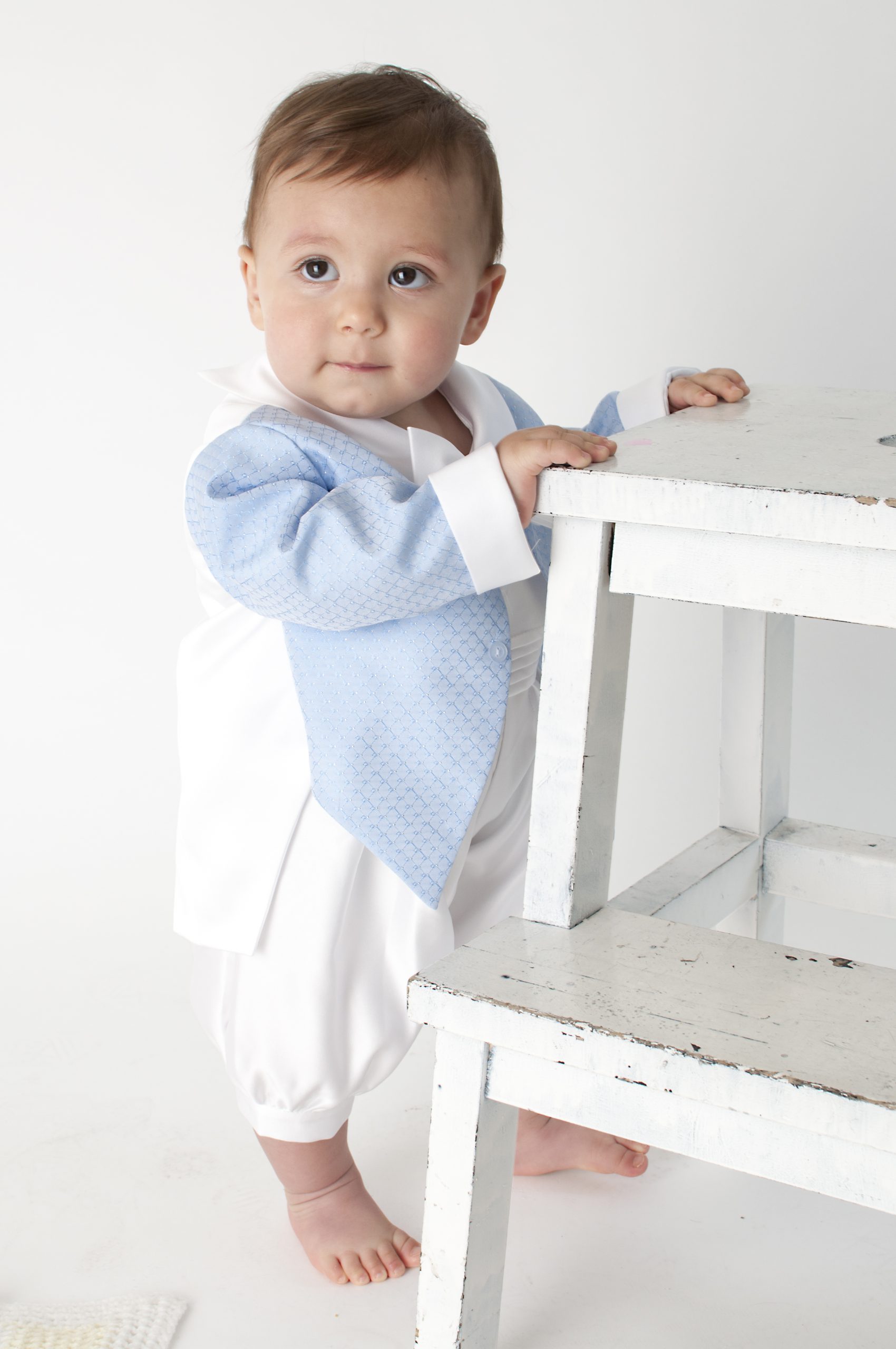 Oliver Christening Romper in Blue – Occasionwear for Kids