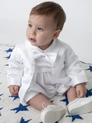 Baby Boys Suits Christopher Christening Romper in White