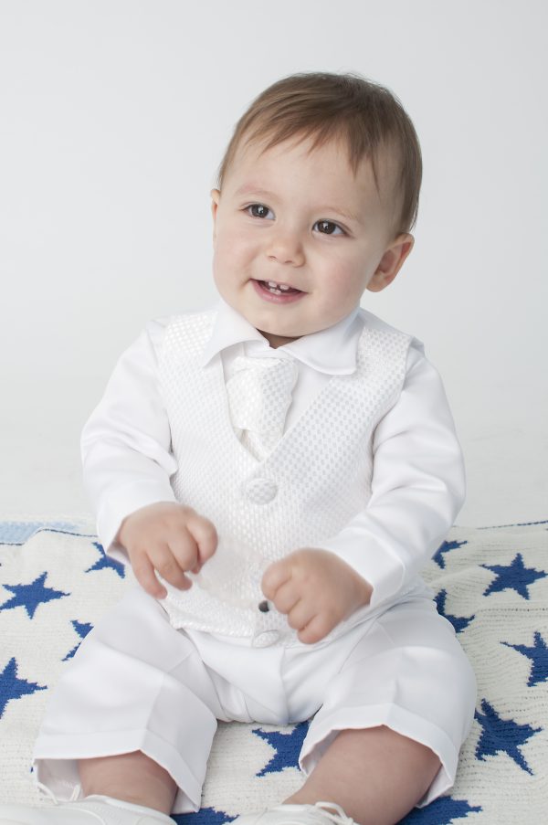 Baby Boys Suits 4 Piece Leo Christening Suit in White