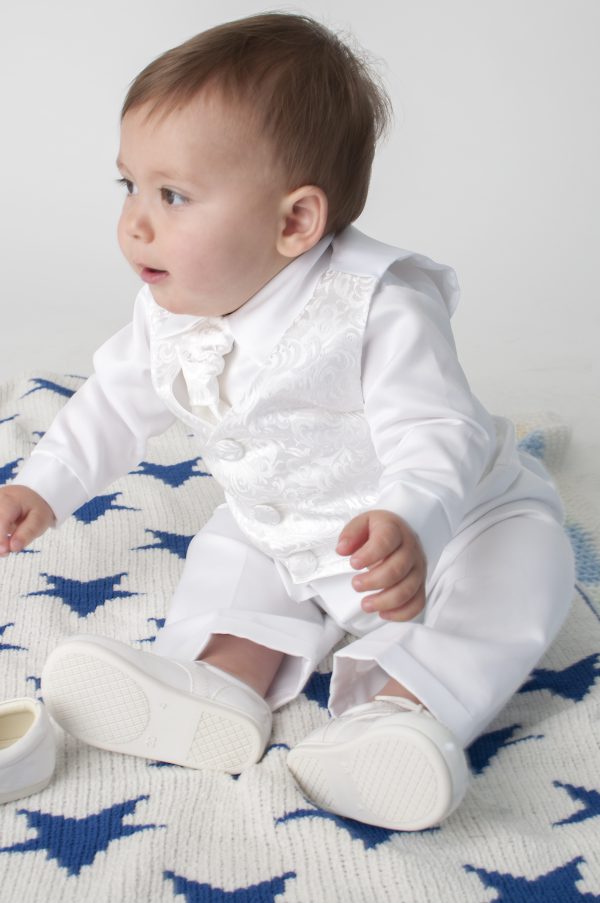 Baby Boys Suits 4 Piece White Romeo Christening Suit