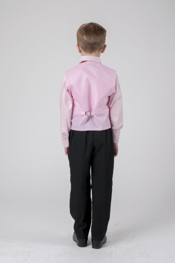 Boys 4 Piece Waistcoat Suits Boys 4 Piece Suit Black with Pink/Pink Waistcoat Alfred