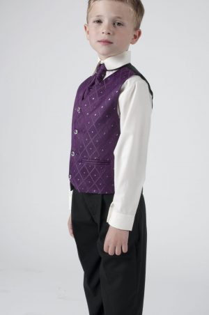 Boys 4 Piece Suit With Purple Waistcoat Alfred