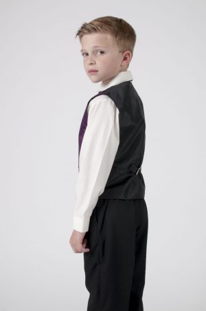 Boys 4 Piece Suit With Purple Waistcoat Alfred
