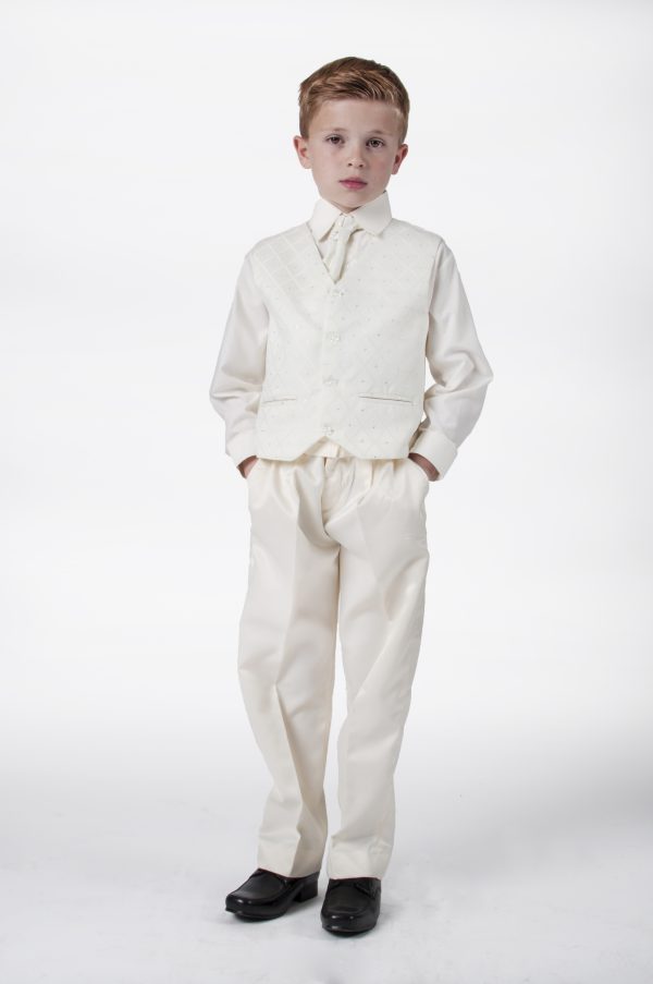 Boys 4 Piece Waistcoat Suits Boys 4 piece suit All Cream Alfred