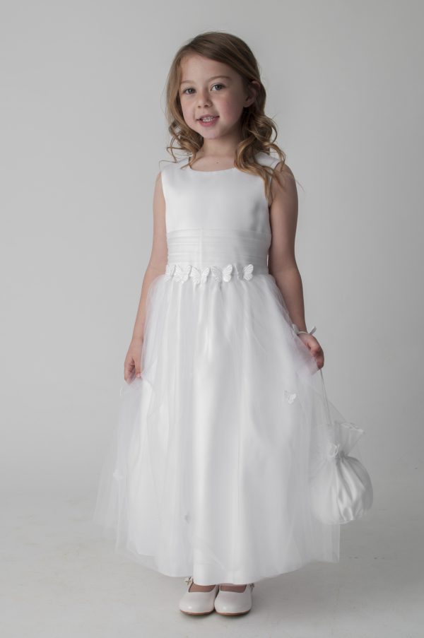 Communion Dresses Girls Butterfly Dress with Bag in Ivory