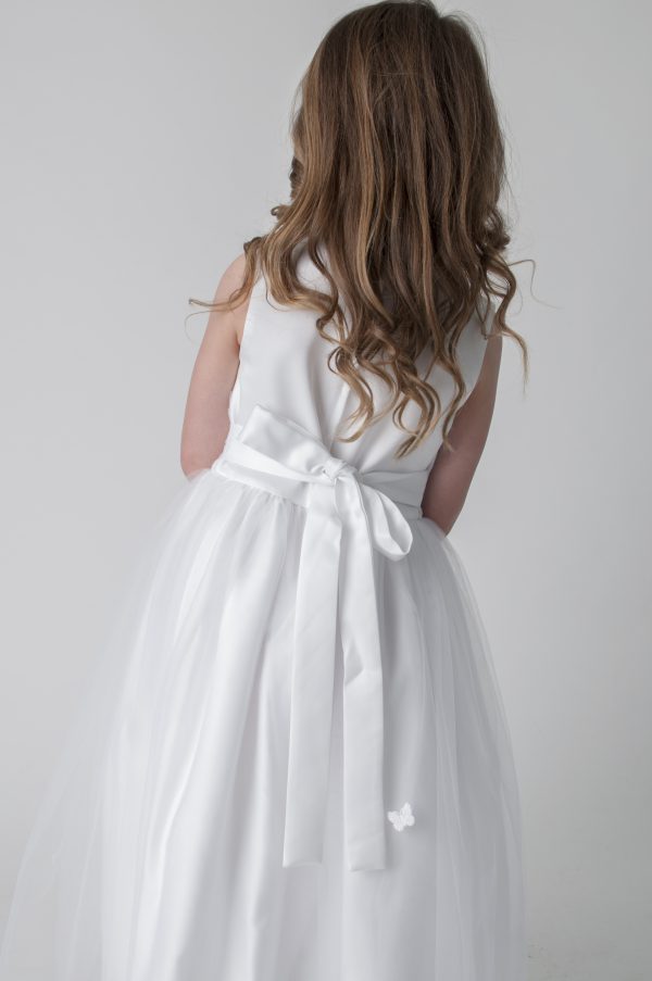 Communion Dresses Girls Butterfly Dress with Bag in White