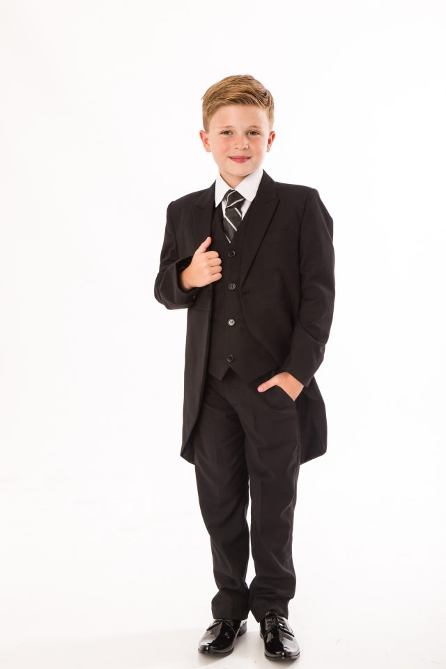 Boys 5 Piece Suit Black Tailcoat – Occasionwear for Kids