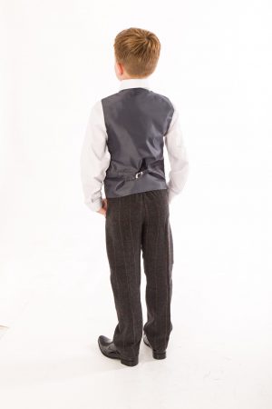 Boys 4 Piece Grey Check Tweed Suit