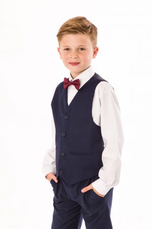 Boys 4 Piece bow tie suit Navy