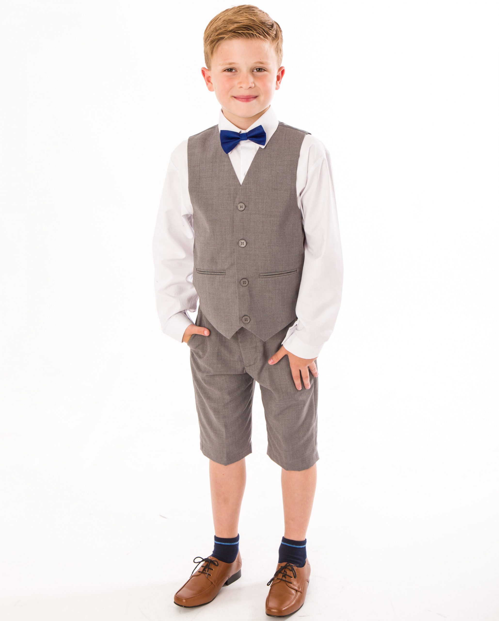Boys 4 piece Suit Grey Short Set – Occasionwear for Kids