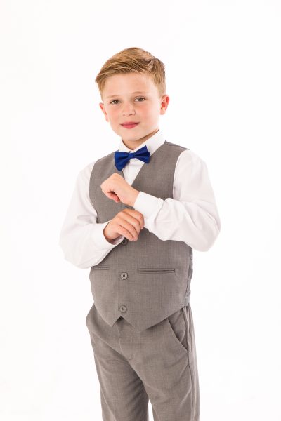 Boys 4 piece bow tie suit Grey – Occasionwear for Kids