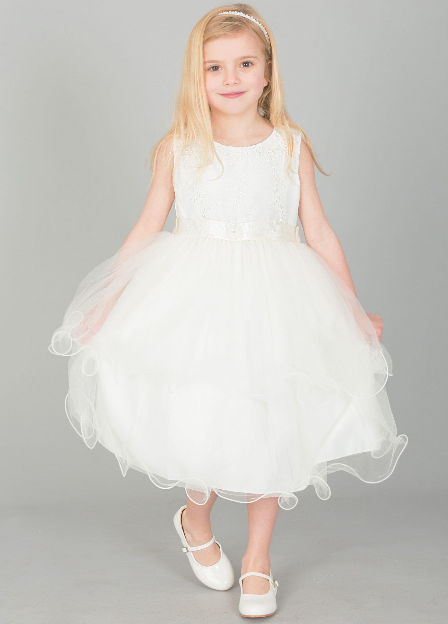 Girls Ava Dress in Ivory – Occasionwear for Kids