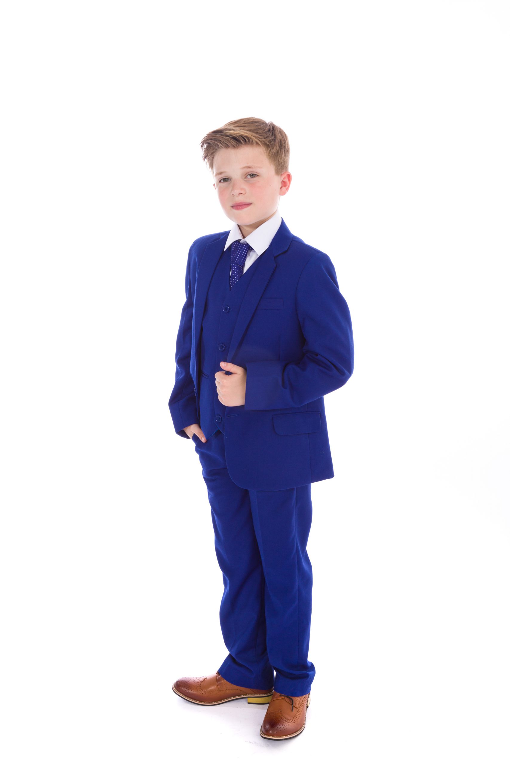 Vivaki Boys Blue Suits Electric Blue Suit Navy Formal Wedding Pageboy Party Prom 5pc Suit