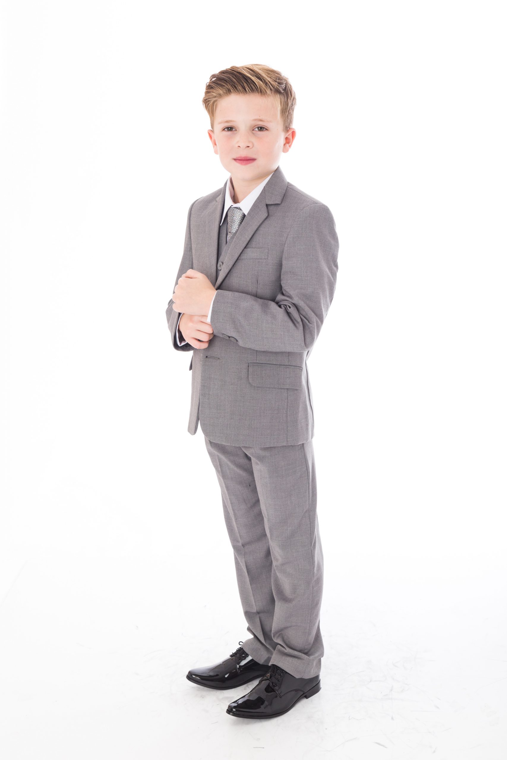 Vivaki Boys Light Grey Suit Formal Wedding Pageboy Party Prom 5pc Suit