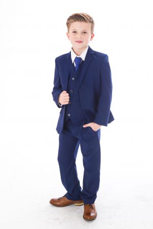 Boys 5 Piece Suit Royal Blue With Bow Tie