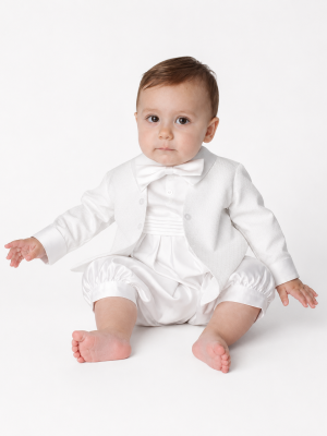 Oliver Christening Romper in White