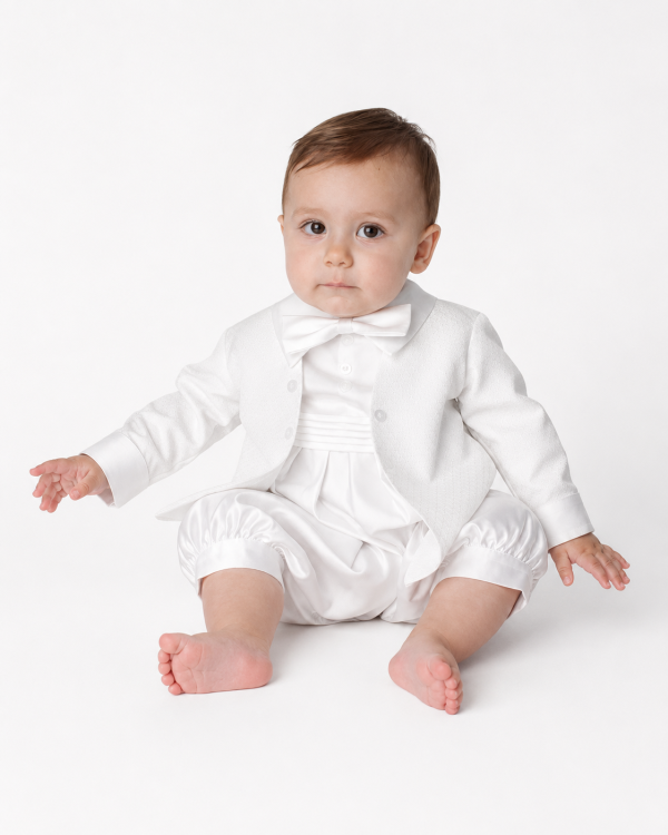Oliver Christening Romper in White