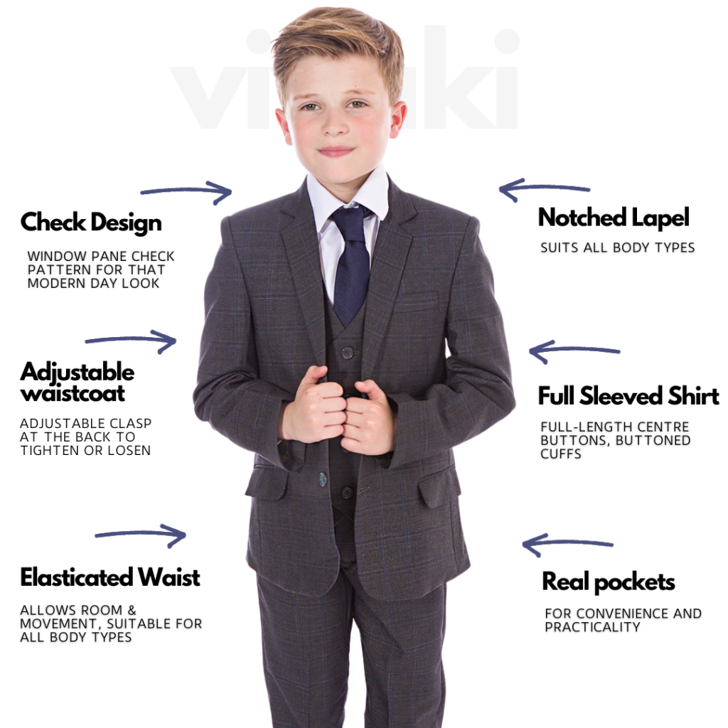 Boys Grey Check Suit Spencer Occasionwear for Kids