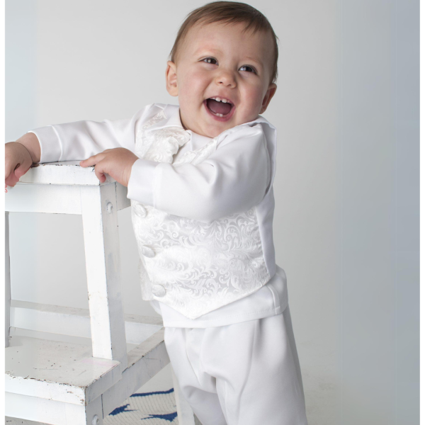 Baby Boys Suits 4 Piece White Romeo Christening Suit