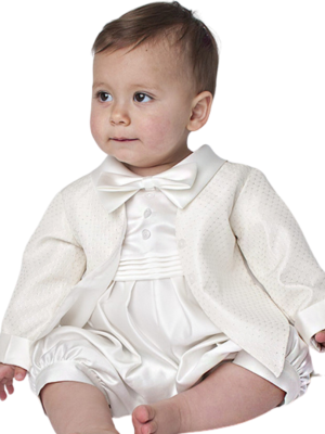 Baby Boys Suits Oliver Christening Romper in Ivory